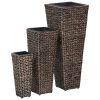 Floreiras elevadas jardim 3 pcs jacinto de água castanho-escuro