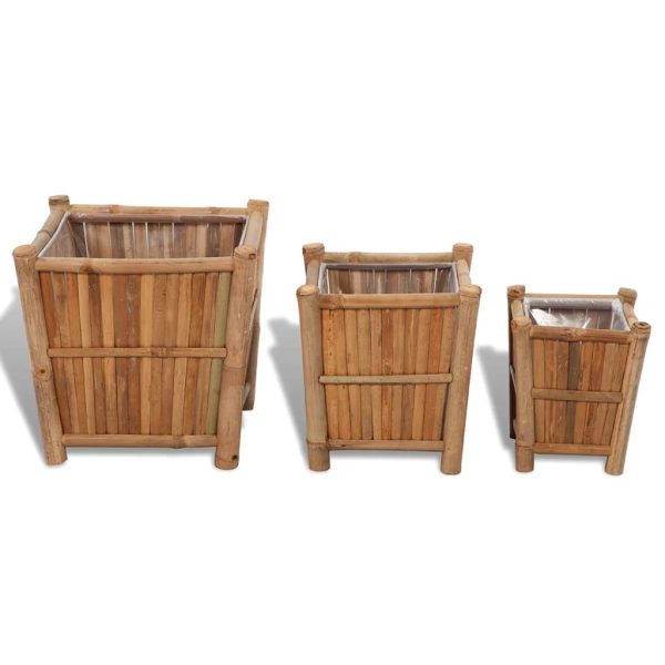 Vasos/floreiras em bambu 3 pcs forro de nylon - Image 2