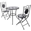 Conjunto bistrô azulejos de cerâmica 3 pcs preto e branco