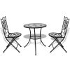 Conjunto bistrô azulejos de cerâmica 3 pcs preto e branco - Image 2