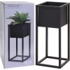 Home&Styling Floreira com suporte de metal 50 cm preto