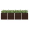 Canteiro elevado de jardim aço galvanizado 320x80x77cm castanho