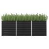 Canteiro elevado jardim aço galvanizado 240x80x77 cm antracite