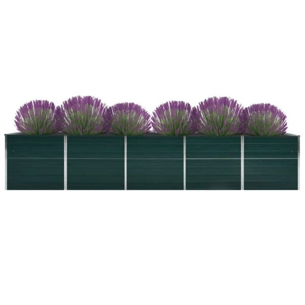 Canteiro elevado de jardim 400x80x77cm aço galvanizado verde - Image 3