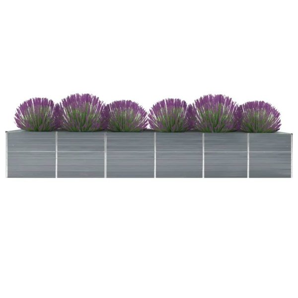 Canteiro elevado de jardim 480x80x77cm aço galvanizado cinzento - Image 3