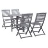 5 pcs conjunto de jantar jardim madeira acácia maciça cinzento