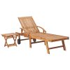 Espreguiçadeiras com mesa 2 pcs madeira de teca maciça - Image 3