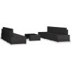 7 pcs conjunto lounge para jardim vime PE preto - Image 2