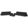 8 pcs conjunto lounge para jardim vime PE preto