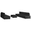 8 pcs conjunto lounge para jardim vime PE preto - Image 2