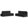 4 pcs conjunto lounge para jardim vime PE preto