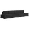 4 pcs conjunto lounge para jardim vime PE preto - Image 2