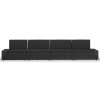 4 pcs conjunto lounge para jardim vime PE preto - Image 3
