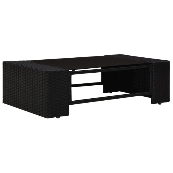 5 pcs conjunto lounge para jardim vime PE preto - Image 3