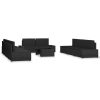 10 pcs conjunto lounge para jardim vime PE preto