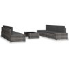 7 pcs conjunto lounge de jardim vime PE cinzento - Image 2