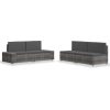 4 pcs conjunto lounge de jardim vime PE cinzento