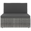 4 pcs conjunto lounge de jardim vime PE cinzento - Image 3