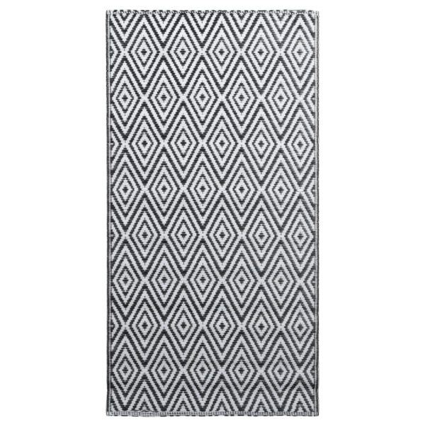 Tapete de exterior 160x230 cm PP branco e preto - Image 2