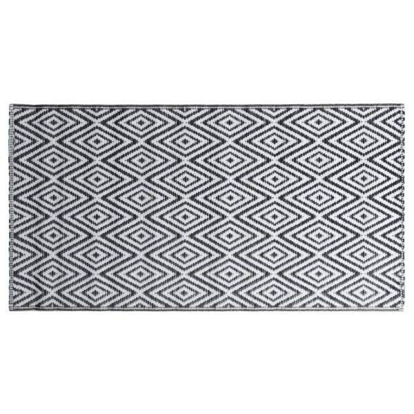 Tapete de exterior 160x230 cm PP branco e preto - Image 3