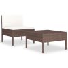 2 pcs conjunto lounge de jardim c/ almofadões vime PE castanho - Image 2
