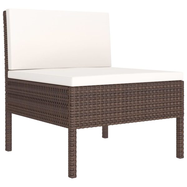 2 pcs conjunto lounge de jardim c/ almofadões vime PE castanho - Image 3