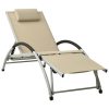 310530 vidaXL Sun Lounger with Pillow Textilene Cream