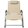 310530 vidaXL Sun Lounger with Pillow Textilene Cream - Image 2