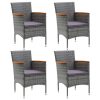 Cadeiras de jantar para jardim 4 pcs vime PE cinzento