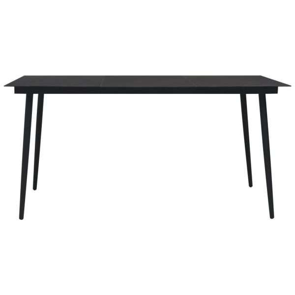 Mesa de jantar para jardim 190x90x74 cm aço e vidro preto - Image 2