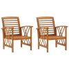 Cadeiras de jardim 2 pcs madeira acácia maciça
