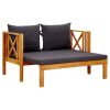 Banco de jardim 2 lugares c/ almofadões 122 cm acácia maciça - Image 3