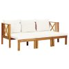 Banco de jardim 3 lugares c/ almofadões 179 cm acácia maciça