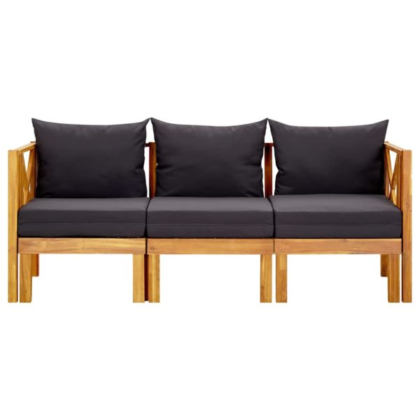 Banco de jardim 3 lugares c/ almofadões 179 cm acácia maciça - Image 2