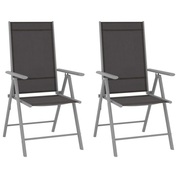 Cadeiras de jardim dobráveis 2 pcs textilene preto