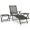 3 pcs conjunto lounge para jardim textilene e alumínio preto