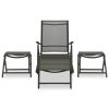 3 pcs conjunto lounge para jardim textilene e alumínio preto - Image 2