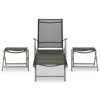 3 pcs conjunto lounge para jardim textilene e alumínio prateado - Image 2