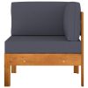 2 pcs conj. lounge de jardim c/ almofadões cinza-escuro acácia - Image 2