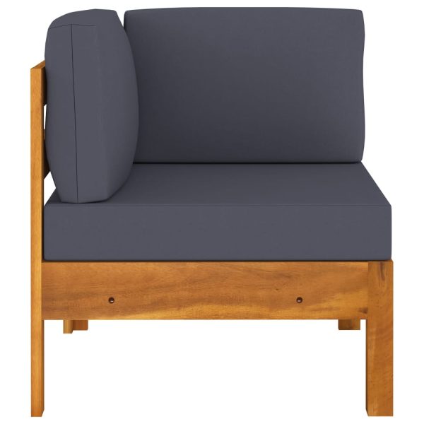 2 pcs conj. lounge de jardim c/ almofadões cinza-escuro acácia - Image 3
