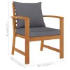 Cadeiras jardim 2 pcs c/ almofadões cinza-escuro acácia maciça - Image 6