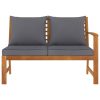 Banco de jardim 114,5 cm com almofadão cinzento-escuro acácia - Image 2