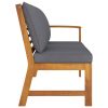 Banco de jardim 114,5 cm com almofadão cinzento-escuro acácia - Image 3
