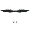 Guarda-sol duplo com mastro de aço 600 cm antracite - Image 3