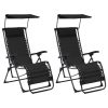 Cadeiras de pátio dobráveis 2 pcs textilene preto