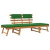 Banco de jardim com almofadões 2-em-1 190 cm acácia maciça - Image 2
