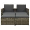 3 pcs conjunto lounge de jardim c/ almofadões vime PE cinzento - Image 2