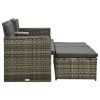 3 pcs conjunto lounge de jardim c/ almofadões vime PE cinzento - Image 3
