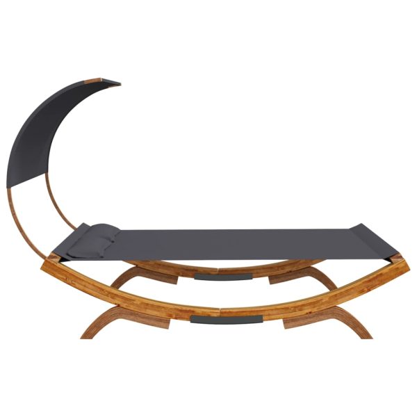 Espreguiçadeira c/ toldo 165x203x126 cm madeira curva antracite - Image 3