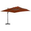 Guarda-sol cantilever c/ poste de alumínio 300x300 cm terracota